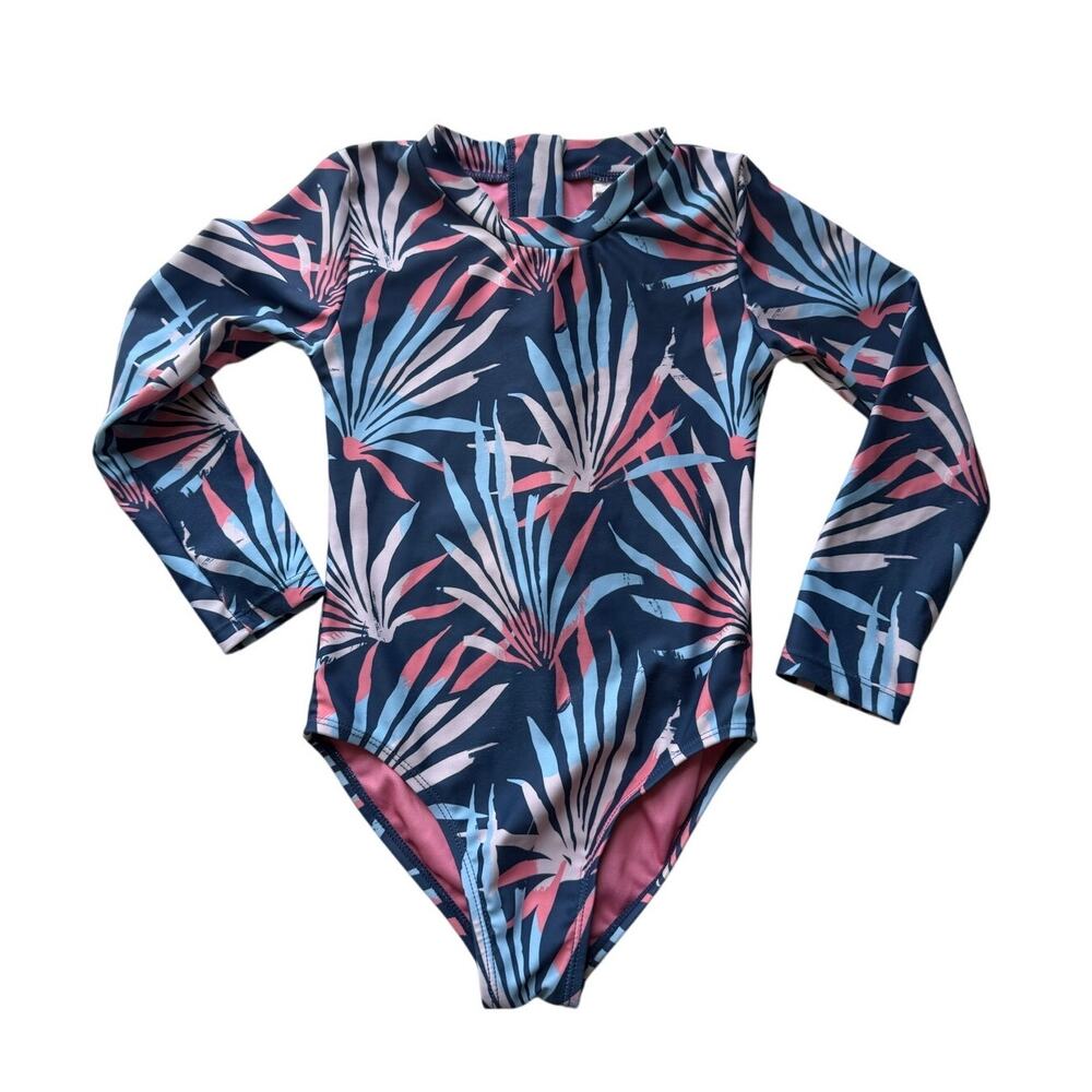 FEATHER 4 ARROW Wave Chaser Palm Daze Long Sleeve One-Piece Swimsuit Size 4T